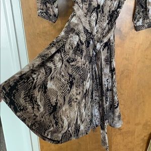 Python print, 3/4 length sleeve, A-line dress